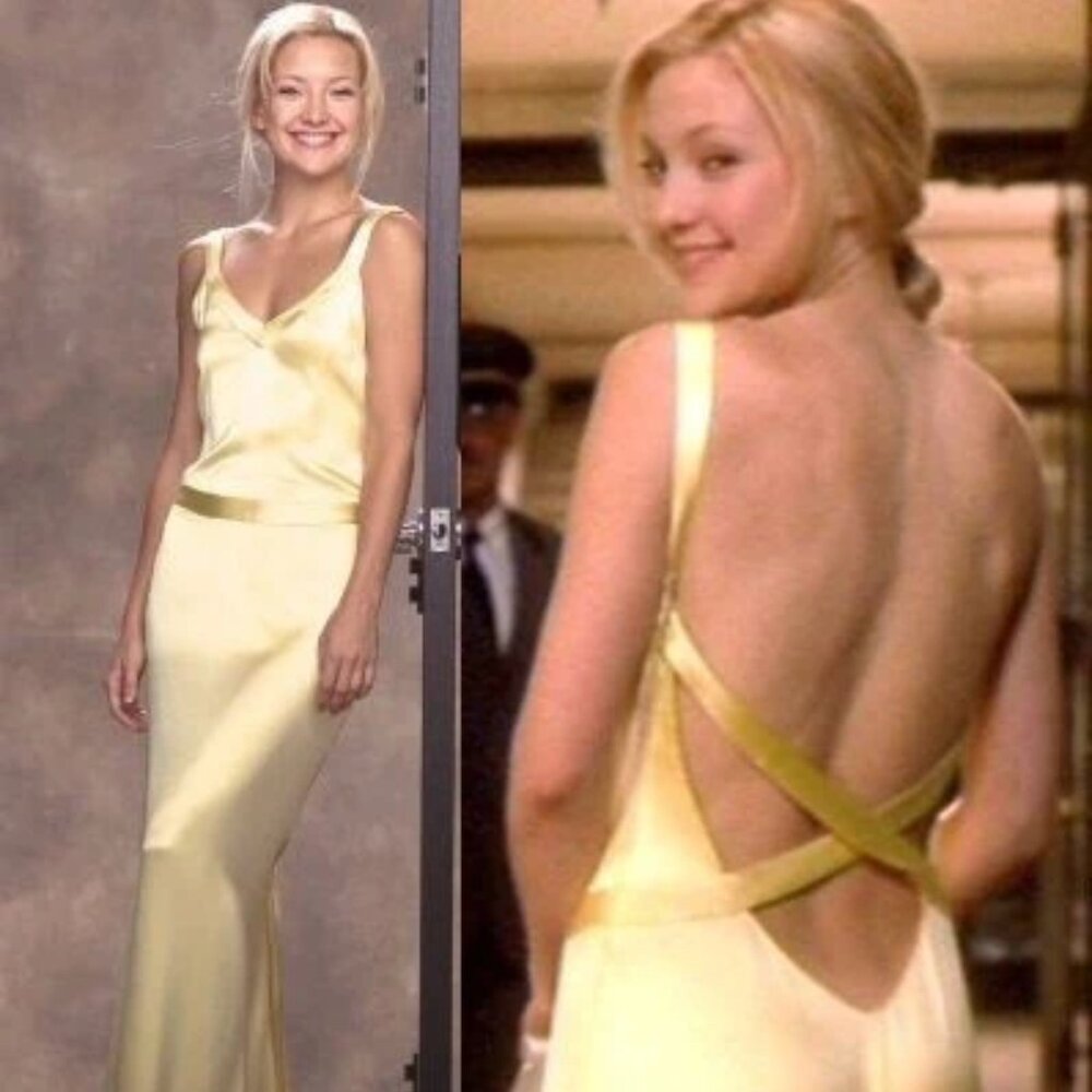 VINTAGE Y2K Caché 100% Silk Yellow "How to Lose a Guy in 10 Days" Dress - Size 4